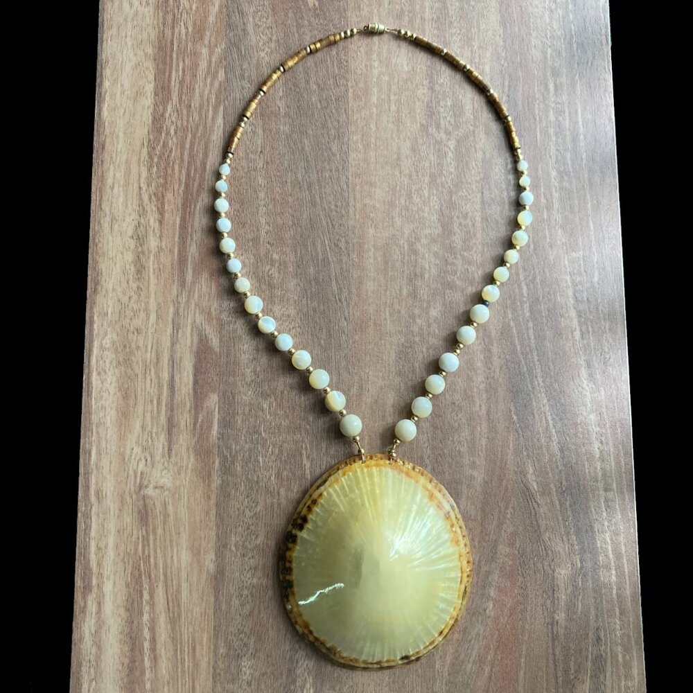 25" Tropical Large Limpet Shell Pendant Necklace (Unisex)